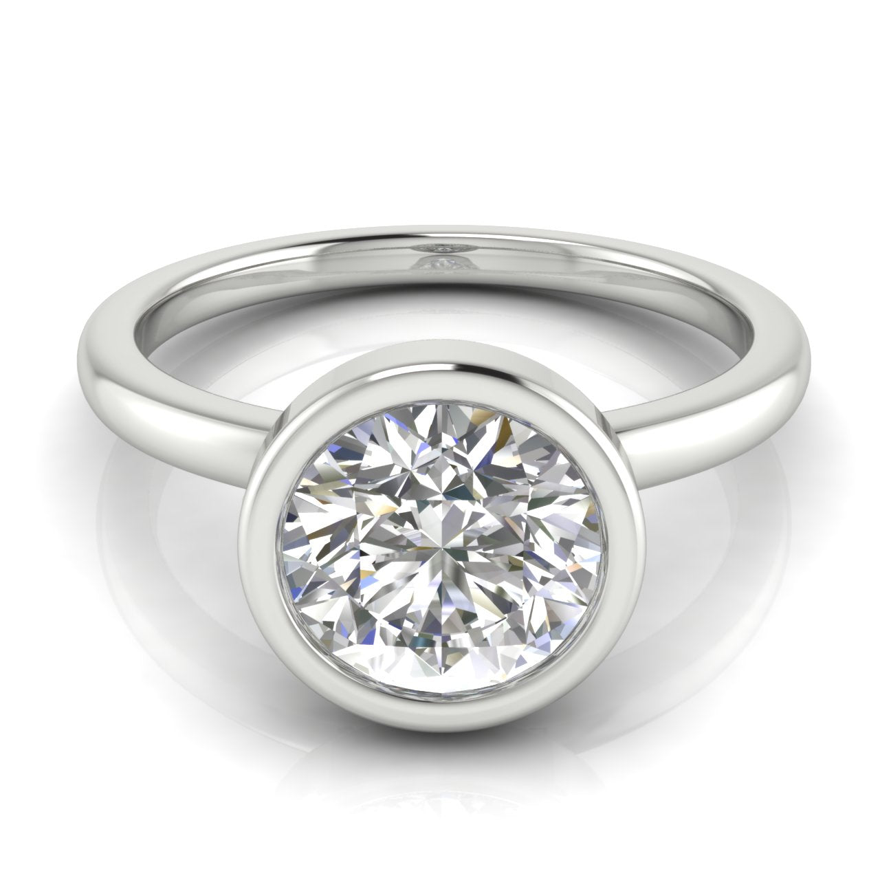 Bezel Round Cut Lab Diamond Engagement Ring