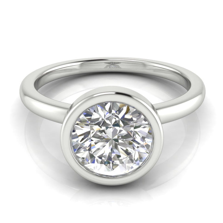 Bezel Round Cut Lab Diamond Engagement Ring