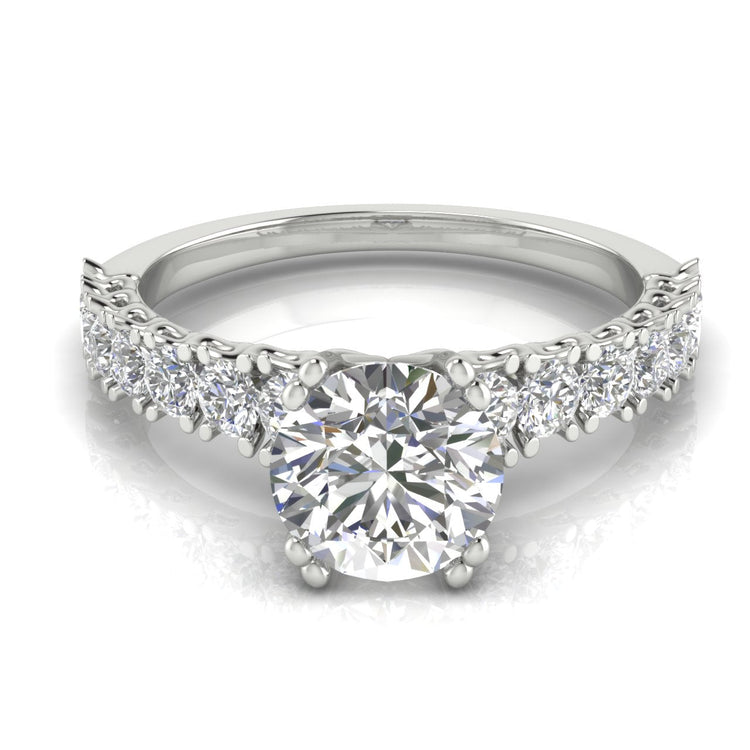 Scalloped Pave Round Cut  Engagement Ring | Moissanite | Lab Grown Diamond