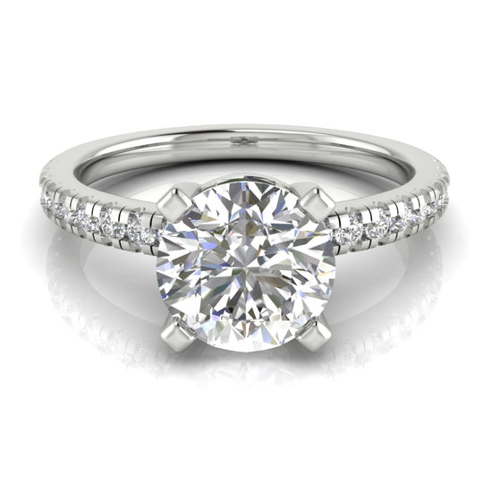 French Pave Basket Round Cut Moissanite Engagement Ring