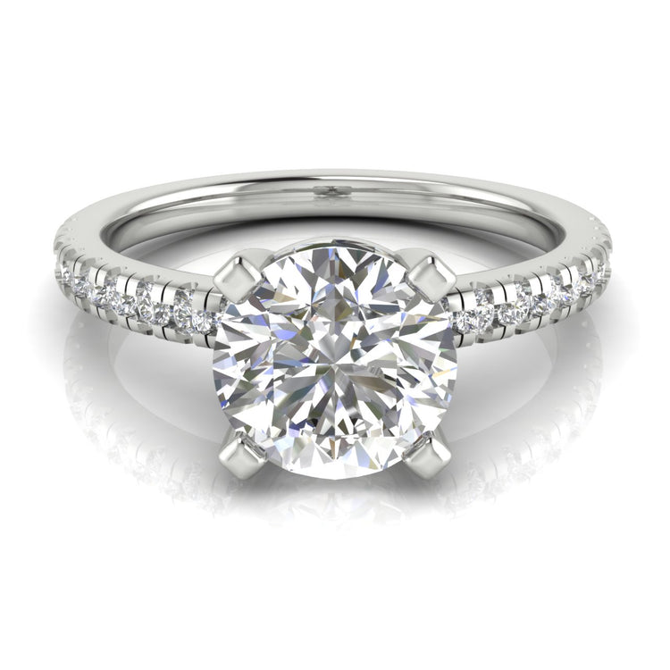 French Pave Basket Round Cut  Engagement Ring | Moissanite | Lab Grown Diamond