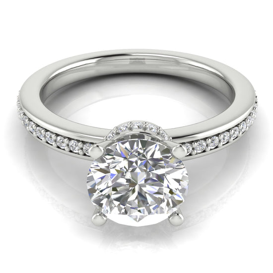 Hidden Halo Round Cut Moissanite Engagement Ring