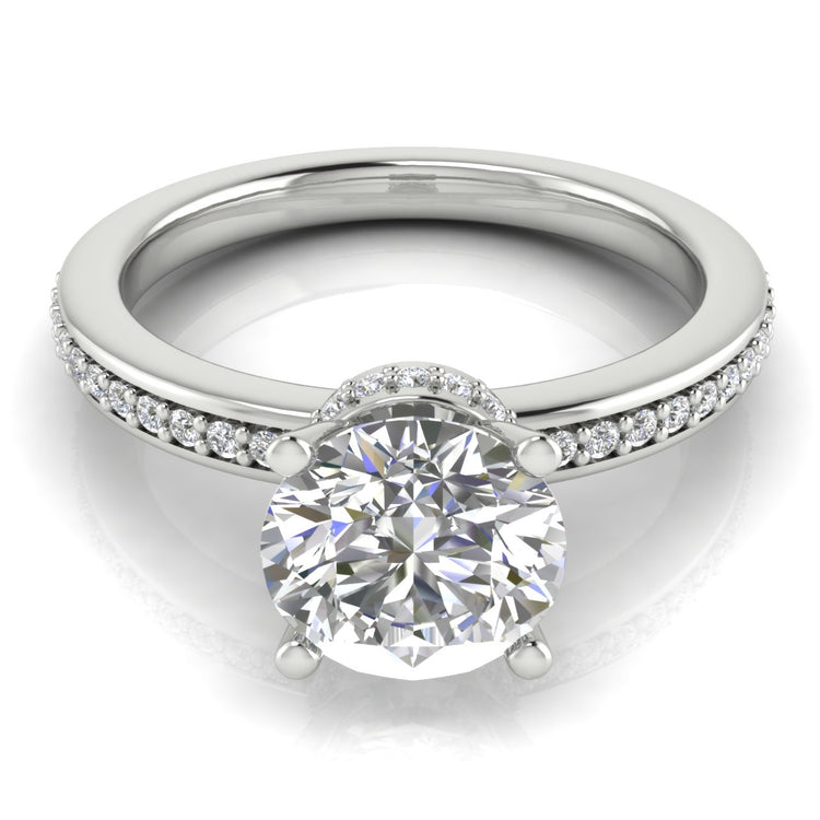 Hidden Halo Round Cut  Engagement Ring | Moissanite | Lab Grown Diamond