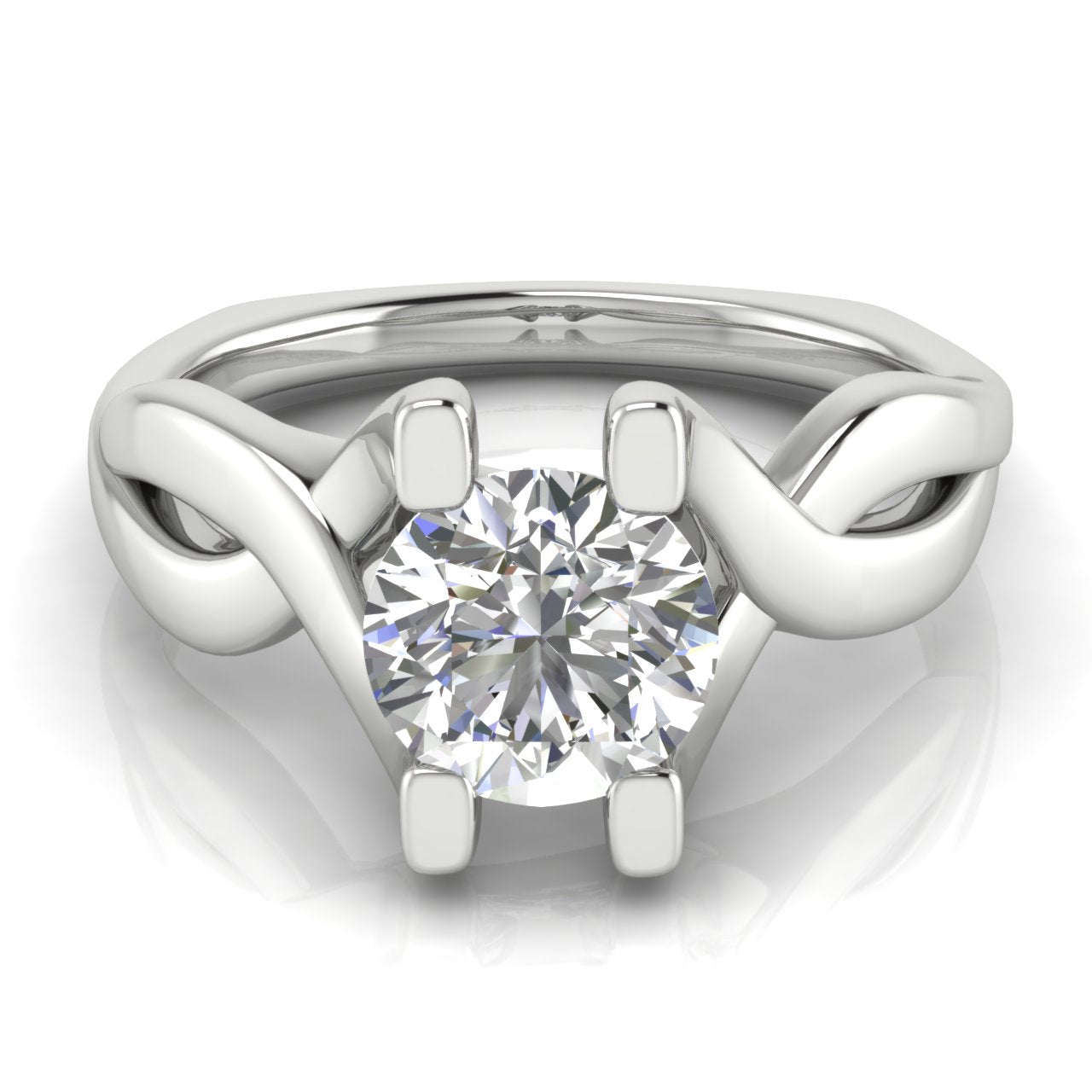 Twisted Shank Round Cut Moissanite Engagement Ring