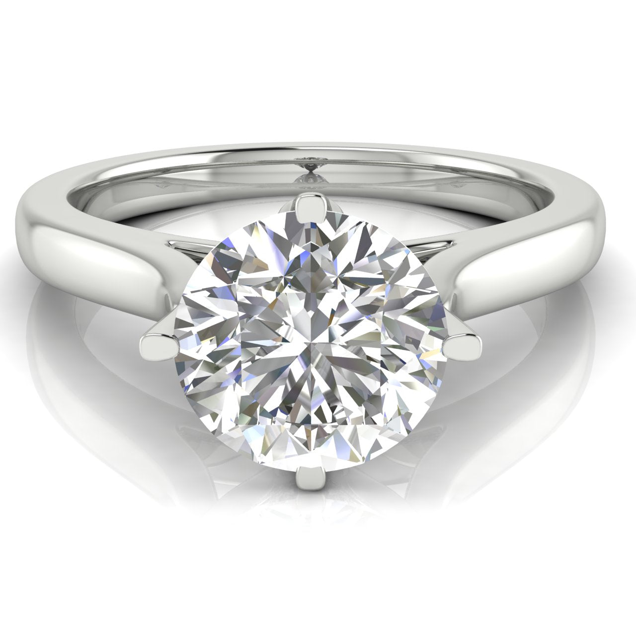 Lotus Prong Round Cut Lab Diamond Engagement Ring