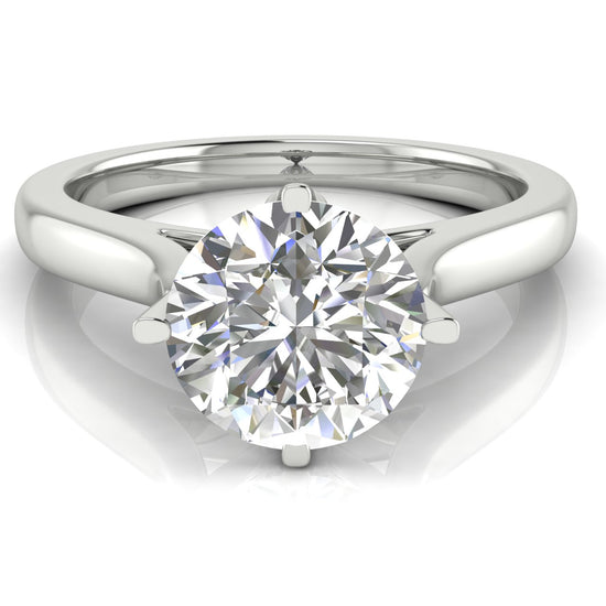 Lotus Prong Round Cut Moissanite Engagement Ring