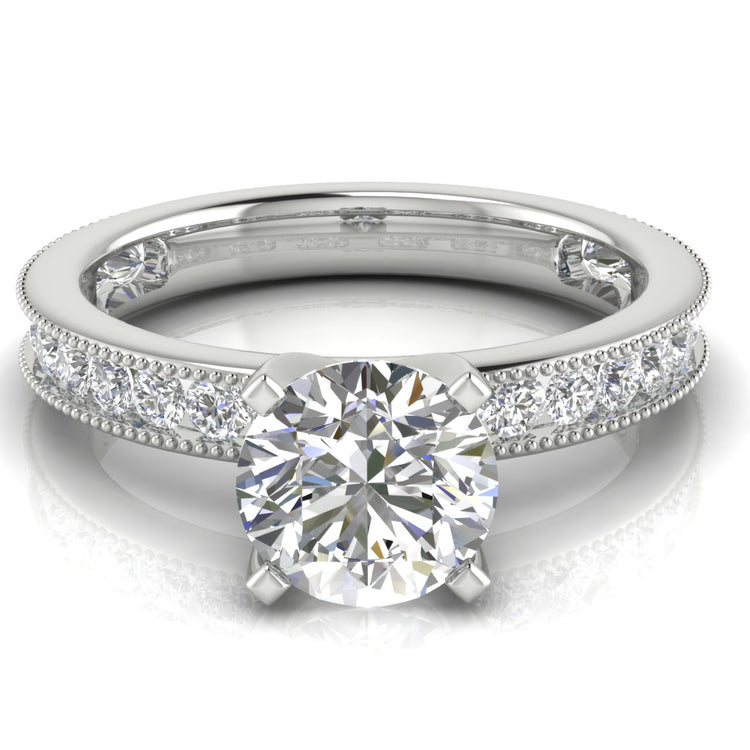 Channel Set Milgrain Round Cut  Engagement Ring | Moissanite | Lab Grown Diamond