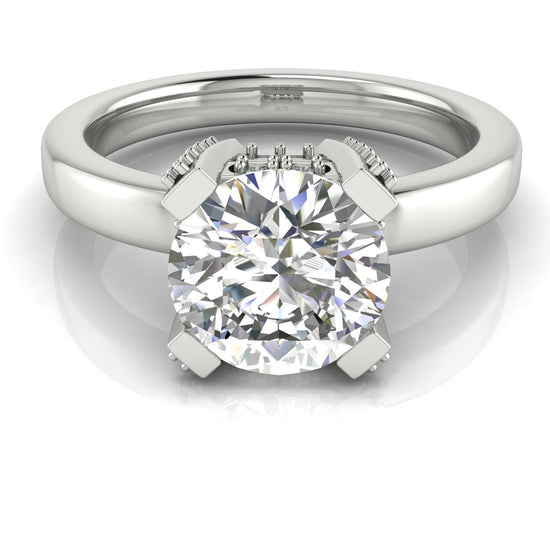 Architectural Pave Round Cut Moissanite Engagement Ring