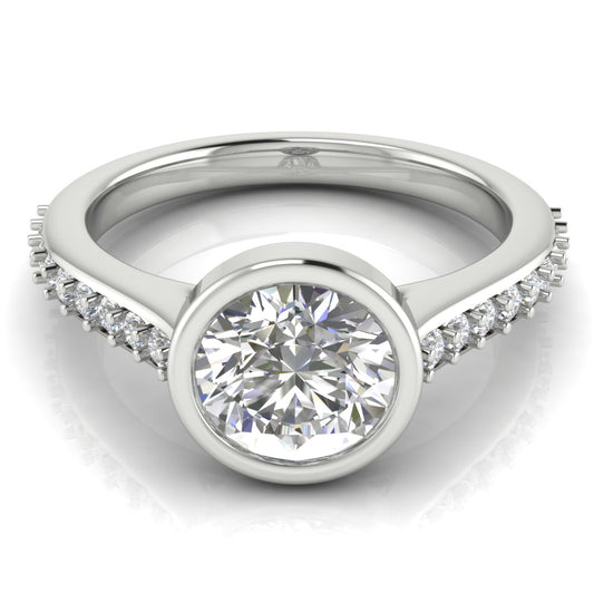 Pave Bezel Round Cut  Engagement Ring | Moissanite | Lab Grown Diamond