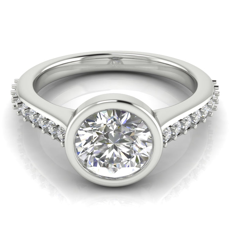 Pave Bezel Round Cut  Engagement Ring | Moissanite | Lab Grown Diamond