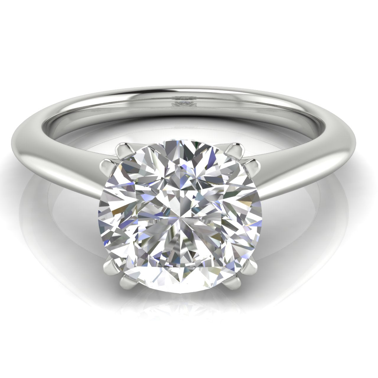 Double Prong Tulip Round Cut Moissanite Engagement Ring