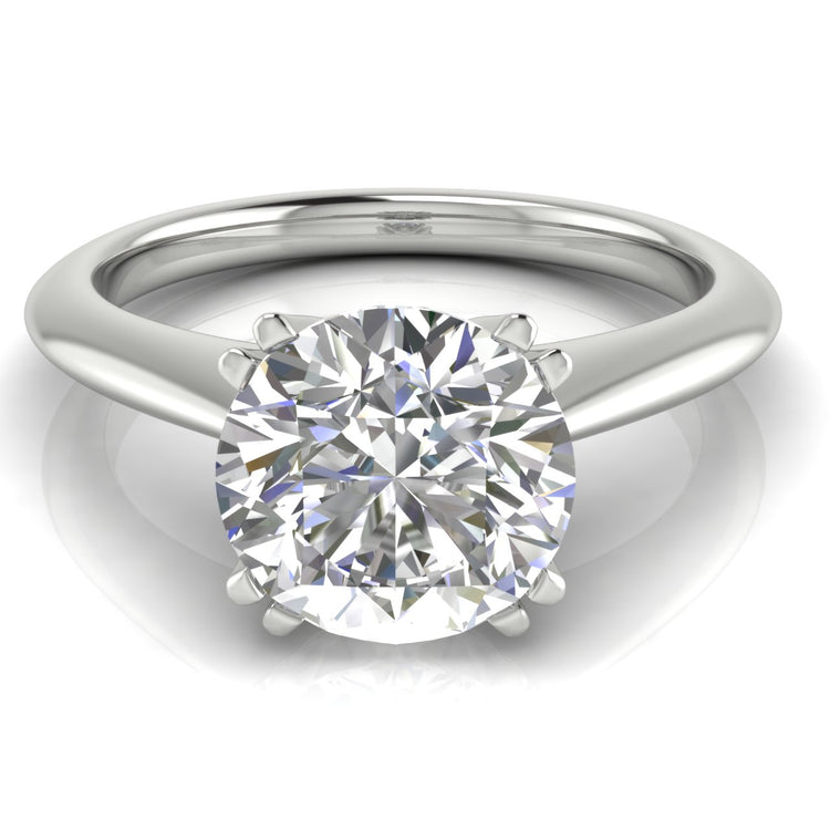 Double Prong Tulip Round Cut Moissanite Engagement Ring