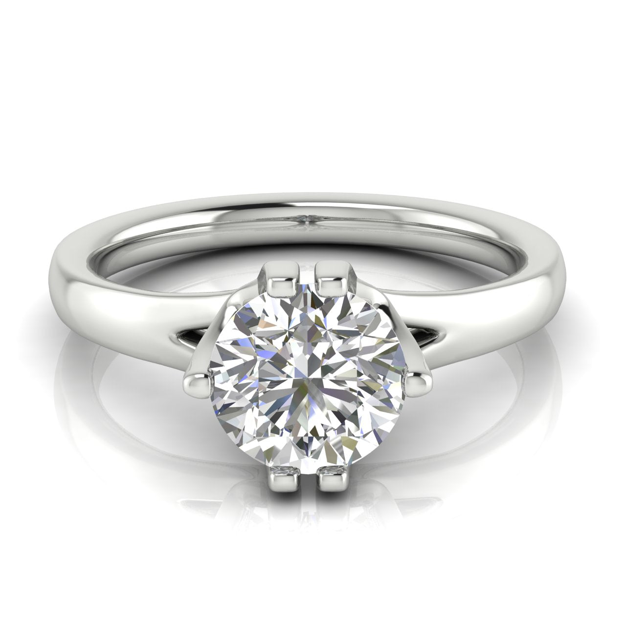 Suspended Round Cut Lab Diamond Engagement Ring