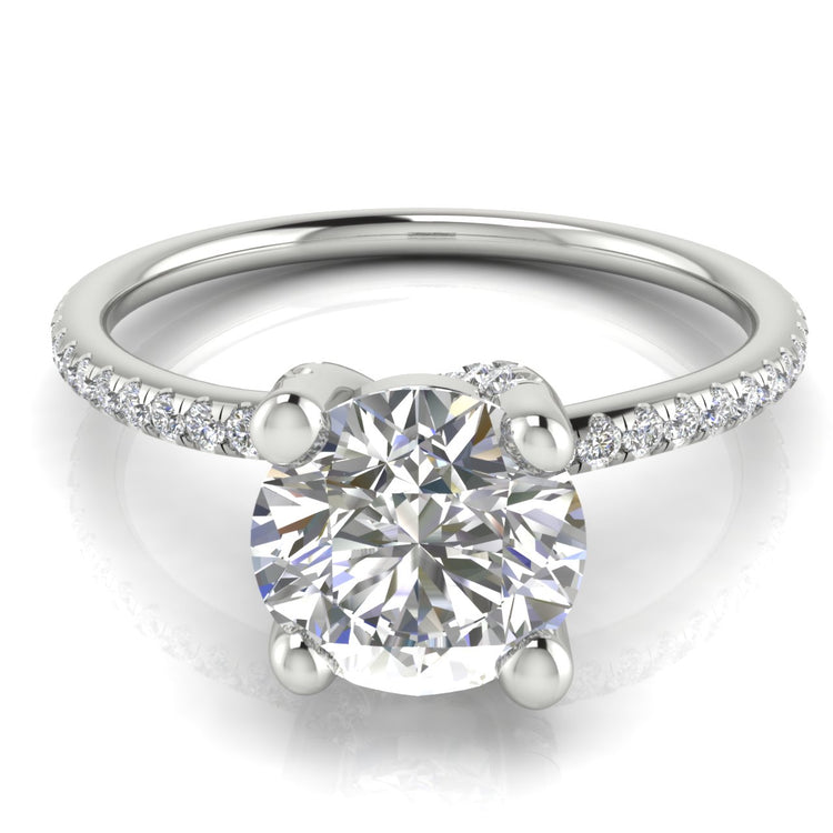 Prong pave Round Cut  Engagement Ring | Moissanite | Lab Grown Diamond