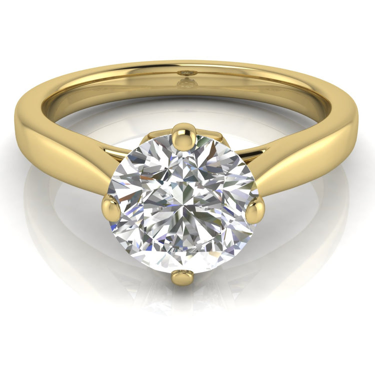 Hidden Accent Round Cut Moissanite Engagement Ring