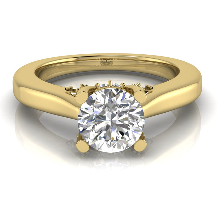 Bridge Paved Round Cut Moissanite Engagement Ring