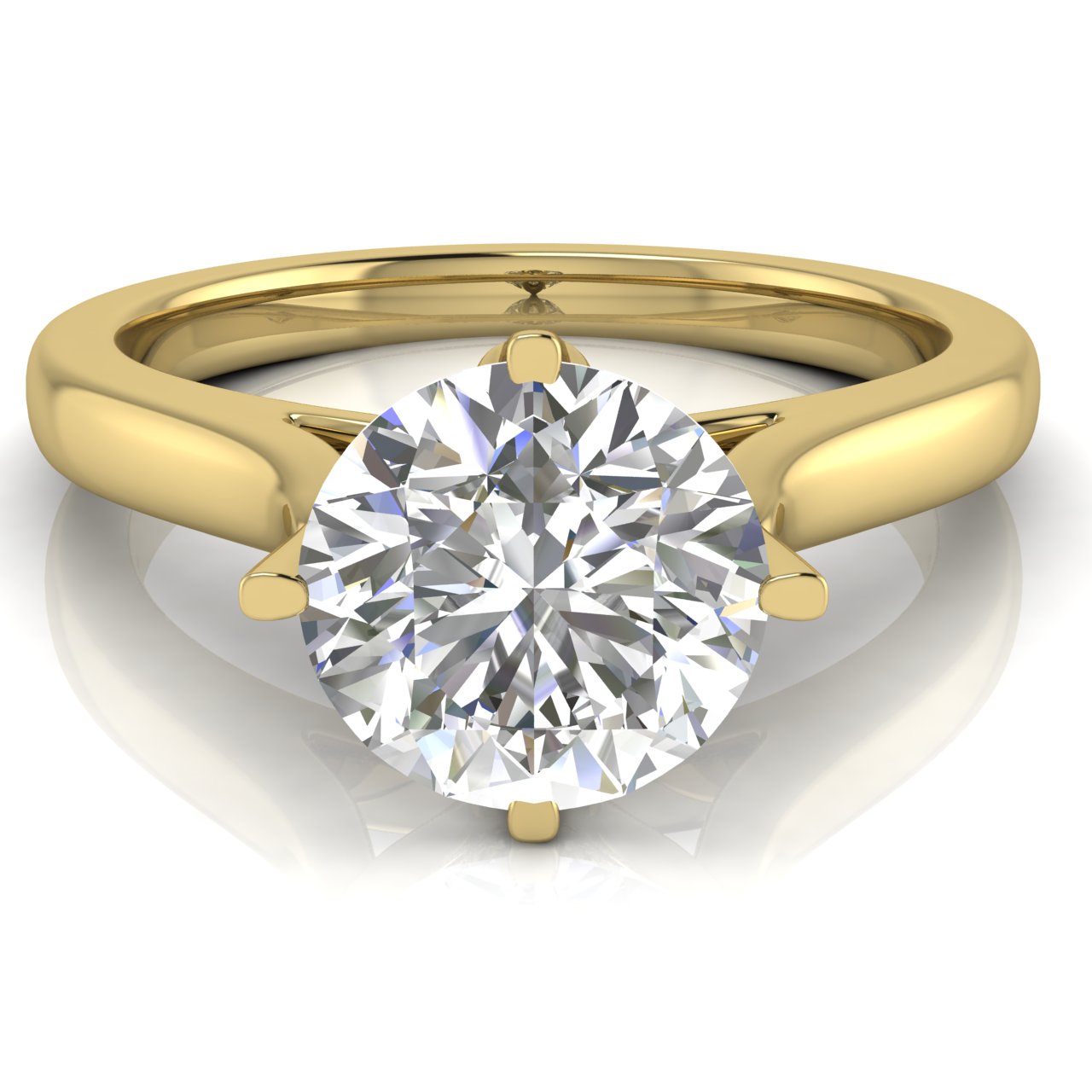 Lotus Prong Round Cut Lab Diamond Engagement Ring