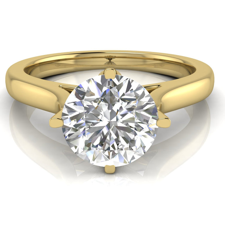 Lotus Prong Round Cut Lab Diamond Engagement Ring