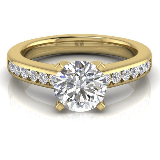 Round Channel Set Round Cut Lab Diamond Engagement Ring