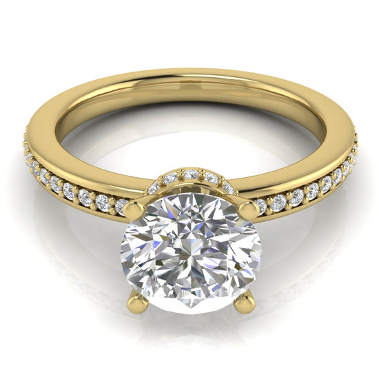 Hidden Halo Round Cut Lab Diamond Engagement Ring