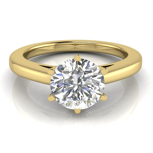 6 Prong Cathedral Round Cut Lab Diamond Engagement Ring