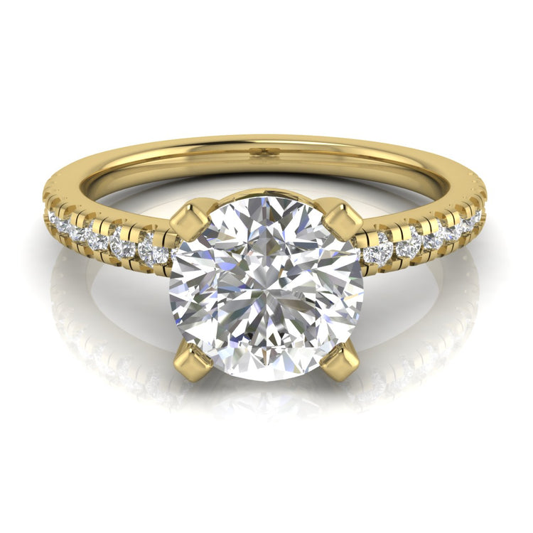 French Pave Basket Round Cut Lab Diamond Engagement Ring