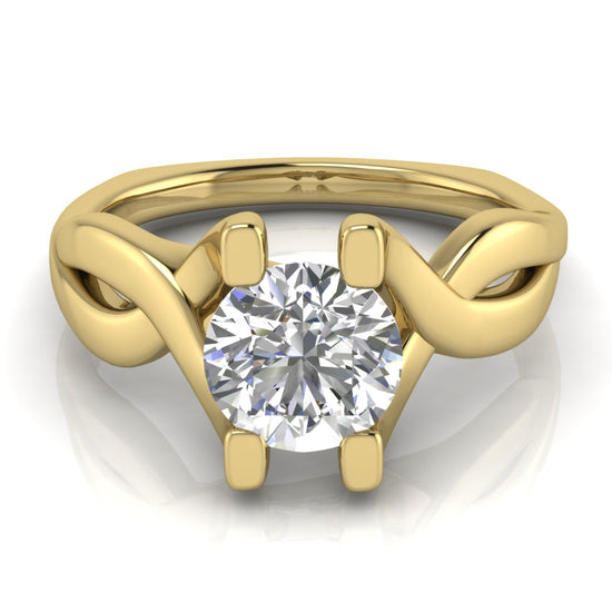 Twisted Shank Round Cut Lab Diamond Engagement Ring