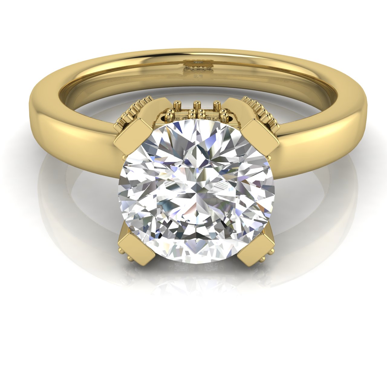 Architectural Pave Round Cut Lab Diamond Engagement Ring