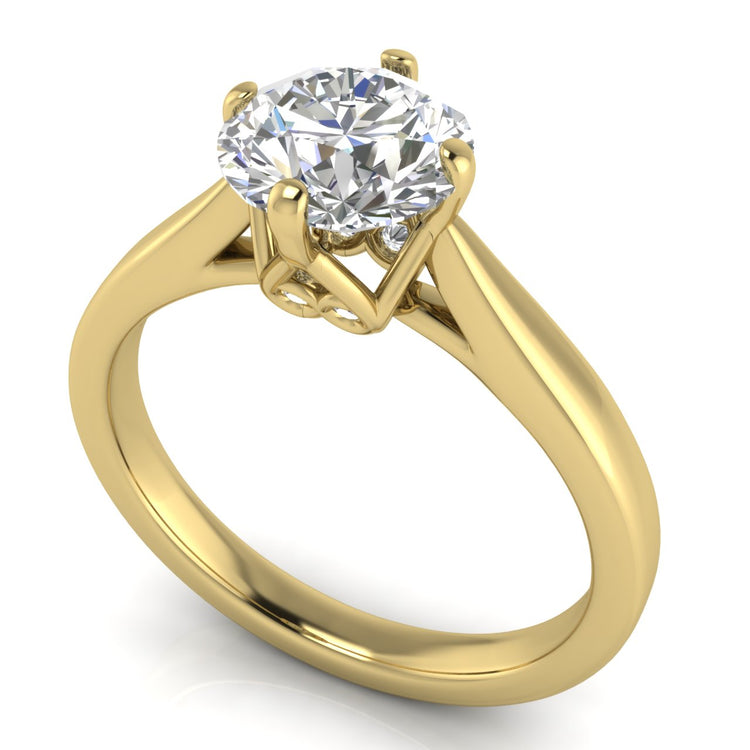 Hidden Accent Round Cut Lab Diamond Engagement Ring