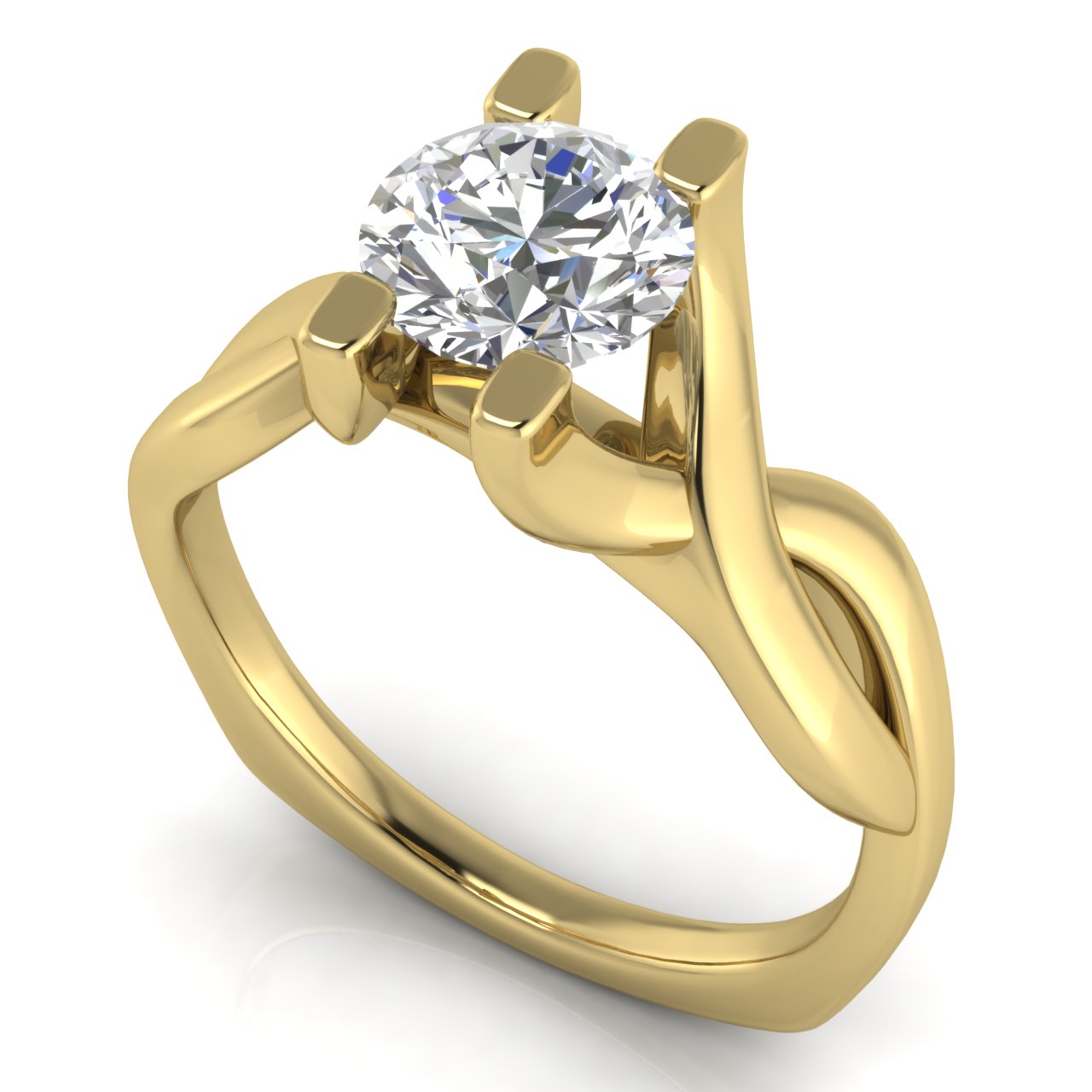 Twisted Shank Round Cut Lab Diamond Engagement Ring