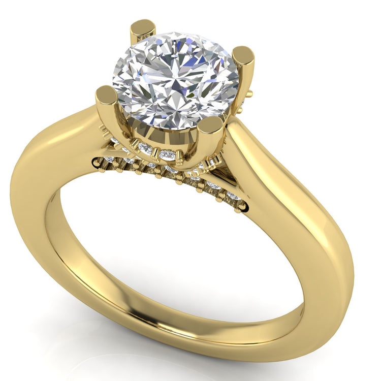 Bridge Paved Round Cut Lab Diamond Engagement Ring