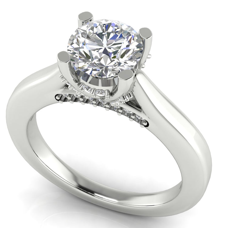 Bridge Paved Round Cut Moissanite Engagement Ring