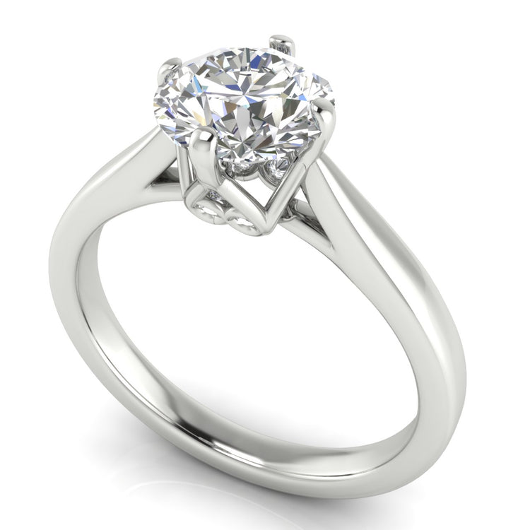 Hidden Accent Round Cut Lab Diamond Engagement Ring