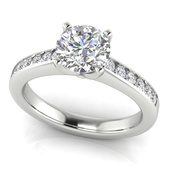 Round Channel Set Round Cut Moissanite Engagement Ring