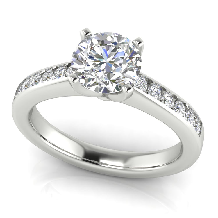 Round Channel Set Round Cut Lab Diamond Engagement Ring