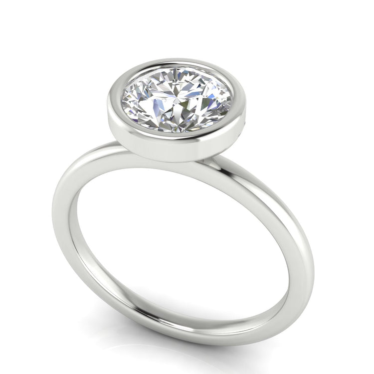 Bezel Round Cut Lab Diamond Engagement Ring