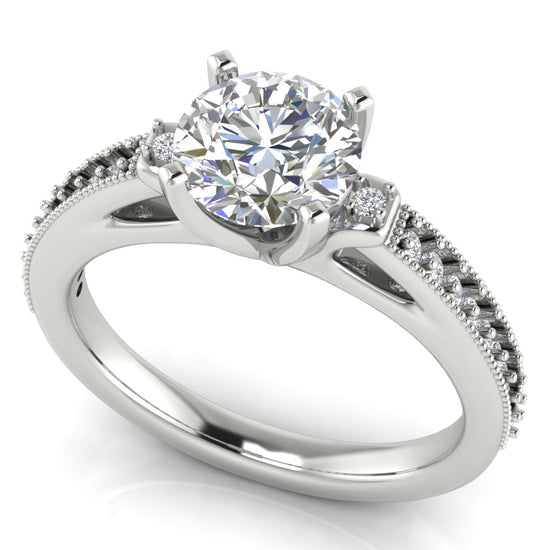 Shoulder Set Vintage Round Cut Moissanite Engagement Ring