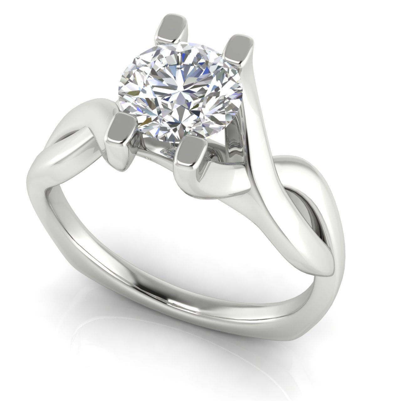 Twisted Shank Round Cut Lab Diamond Engagement Ring