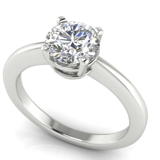 4 Prong Basket Set Round Cut Lab Diamond Engagement Ring