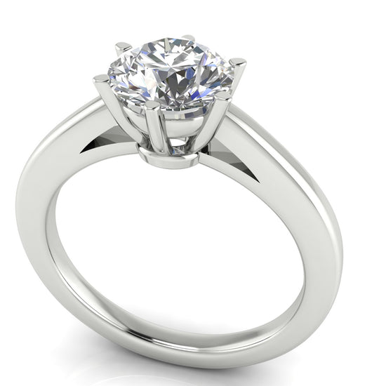 6 Prong Cathedral Round Cut Moissanite Engagement Ring