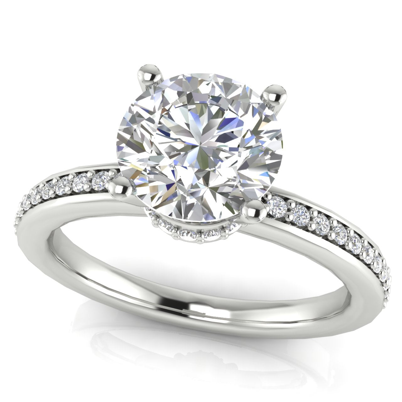 Hidden Halo Round Cut Lab Diamond Engagement Ring