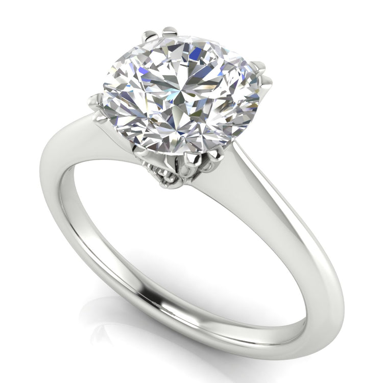 Double Prong Tulip Round Cut Lab Diamond Engagement Ring