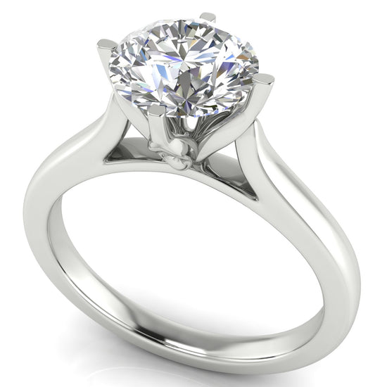 Lotus Prong Round Cut Moissanite Engagement Ring