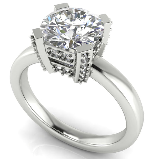 Architectural Pave Round Cut Lab Diamond Engagement Ring