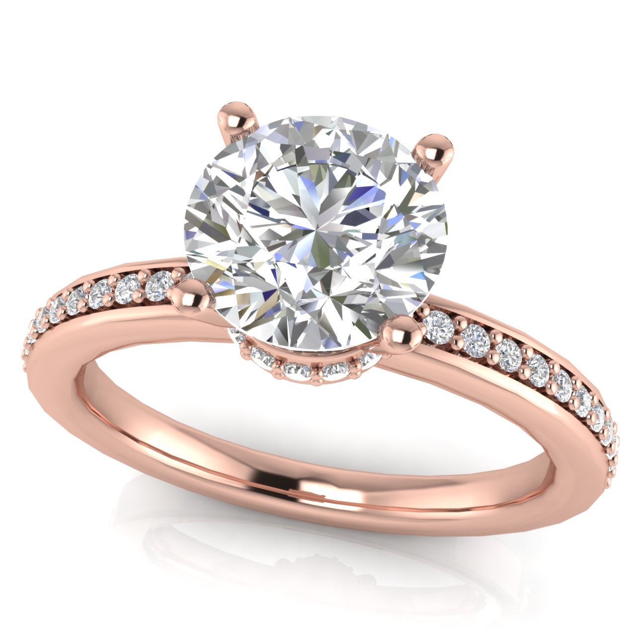 Hidden Halo Round Cut Lab Diamond Engagement Ring