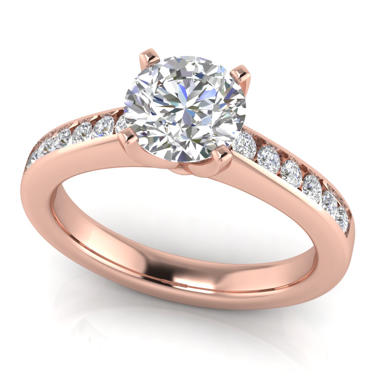 Round Channel Set Round Cut Moissanite Engagement Ring