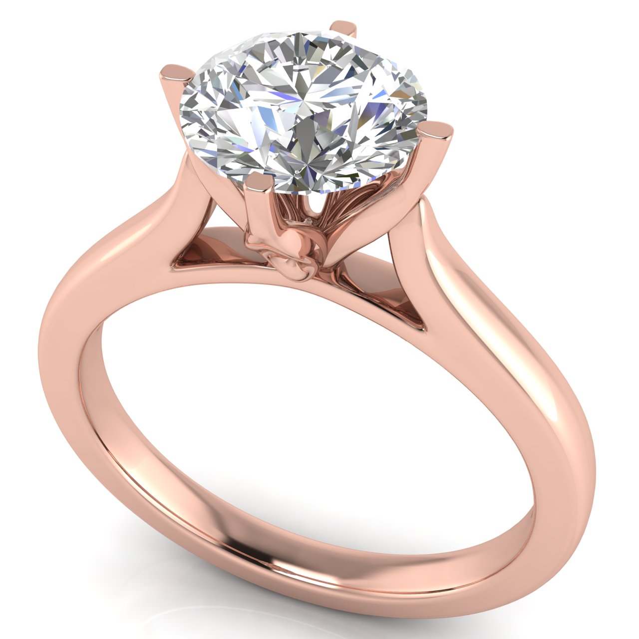 Lotus Prong Round Cut Moissanite Engagement Ring