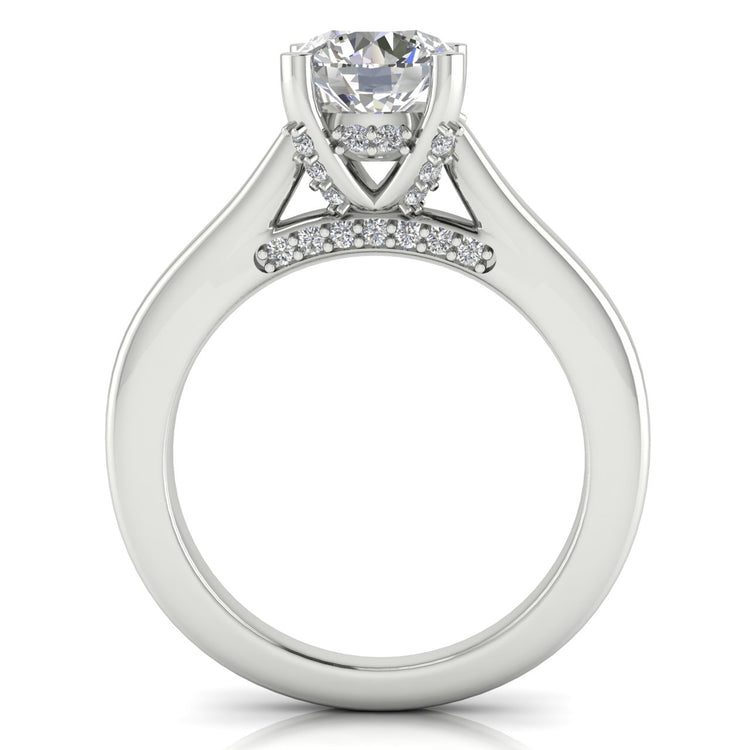 Bridge Paved Round Cut Moissanite Engagement Ring