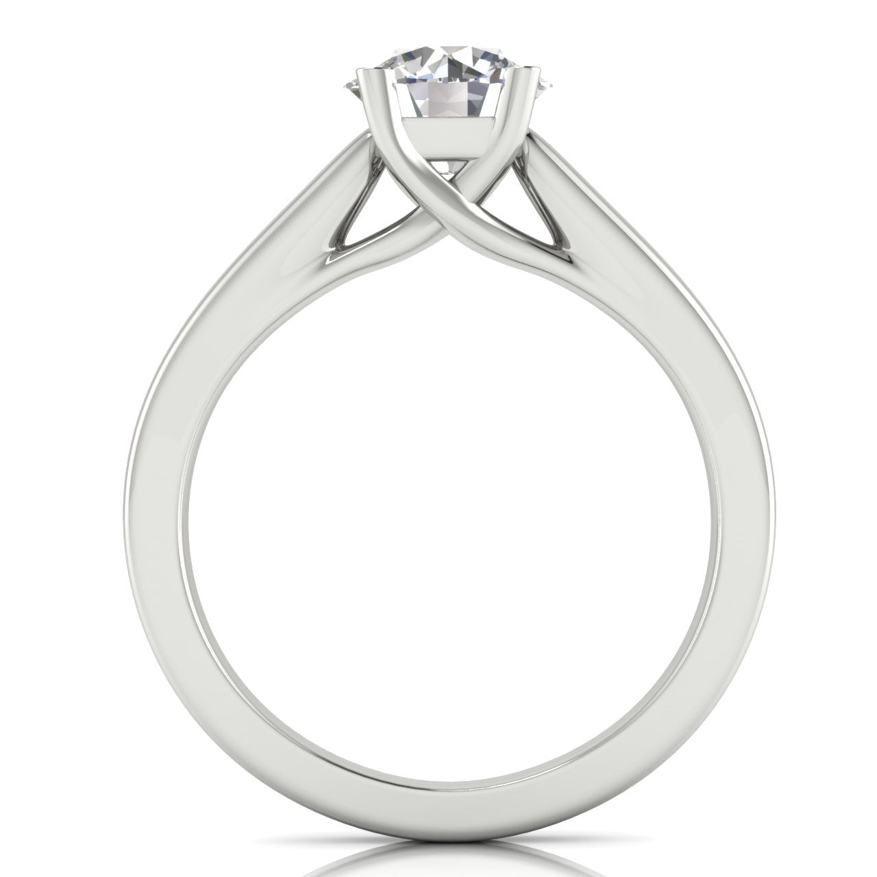 Crossover Basket Round Cut Moissanite Engagement Ring