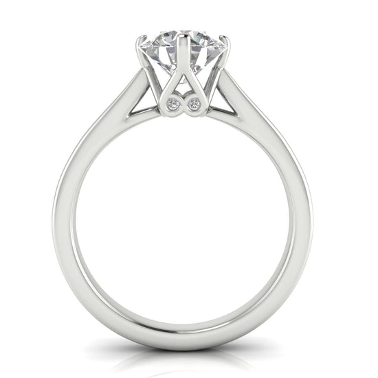 Hidden Accent Round Cut Moissanite Engagement Ring